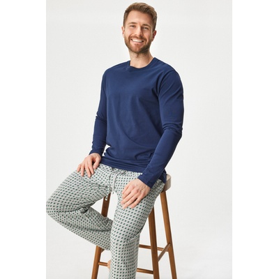 MEN-A Мъжка памучна пижама MEN-A Brit дълга (ATXmen_019_pyz)