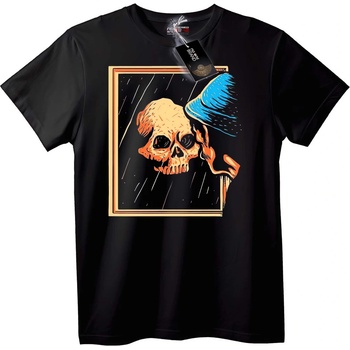 NOONEBRAND Тениска Skull с син чадър - M, White