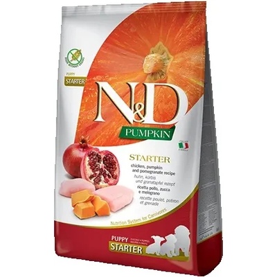 Farmina N&D Pumpkin Dog Chicken & Pomegranate Starter Puppy All Breeds - Пълноценна храна за подрастващи кученца от всички породи, с пилешко, тиква и нар, 800 гр