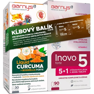 Barny's KĹBOVÝ balík FORTE Inovo 5 forte 90 tabliet + Liquid Curcuma+Boswellia Forte 30 kapsúl