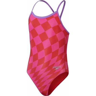 Speedo Allover Digital Vback Girls Watermelon/Flare Pink