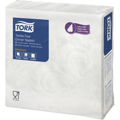 Tork Textile Feel Elegance ubrousky večeře bílý s perlovým dekorem 40x40cm