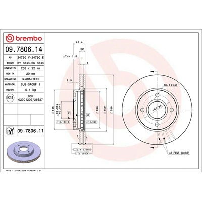 Brzdový kotouč BREMBO 09.7806.11