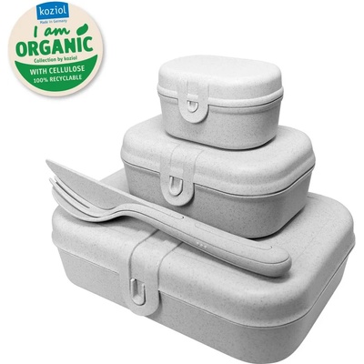 Koziol Комплект кутии за обяд PASCAL READY, с комплект прибори за пътуване, органично сив, Koziol (KOZ3168670)