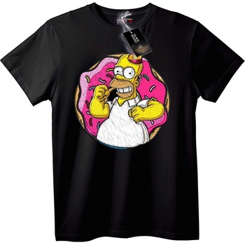 NOONEBRAND Тениска с Хоумър Симпсън и понички - 2XL, Black