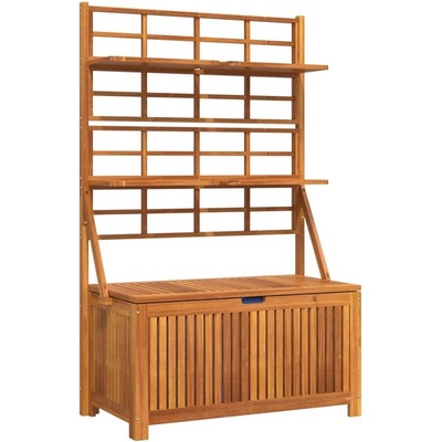 Сандък за съхранение с пергола, 99x50x160 см, акация масив