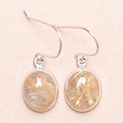 Nefertitis Sagenit křišťál s rutilem náušnice stříbro Ag 925 KO345 NF54527 - 1,3 cm, 4,9 g