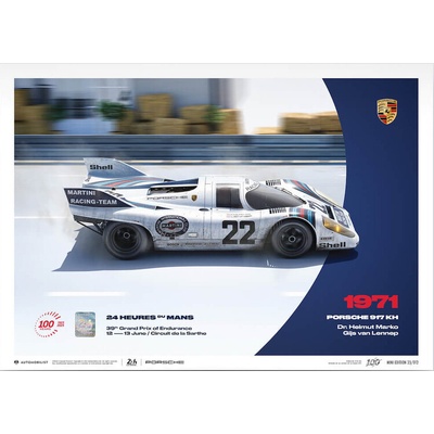 Umělecký tisk Porsche 917 Kh - 24H Le Mans - 100th Anniversary - 1971, Automobilist, 30 × 21 cm