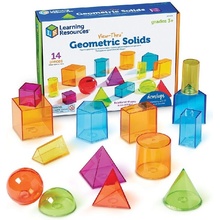 Learning Resources Priehľadné farebné geometrické telesá 14 ks