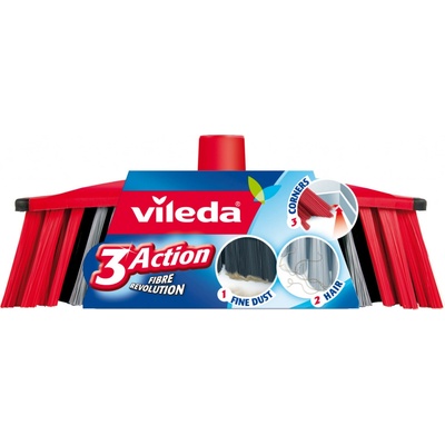Vileda 142156 broom Indoor Soft Hard bristle Polyethylene terephthalate PET Black Grey Red