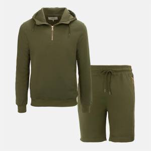 Firetrap Мъжки екип Firetrap Hood Shirt and short Set Mens - Amy Green