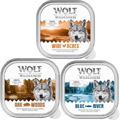 Wolf of Wilderness Adult Single Protein 6 mix: diviak, kuracie, ryby 24 x 300 g