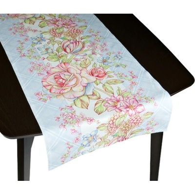 Bellatex obrus běhoun Růže světle modrá růžová 50x120 cm