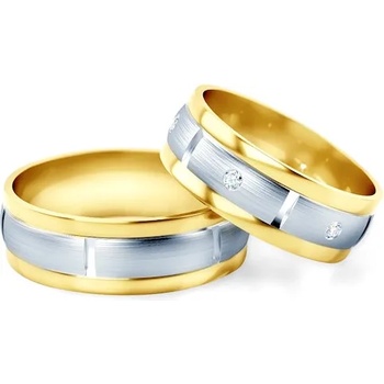 Image 1 of SAVICKI Сватбени халки: два цвята злато, полукръгъл профил. 6.5 мм