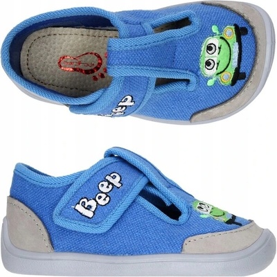 Bare3foot detské papuče na suchý zips modré