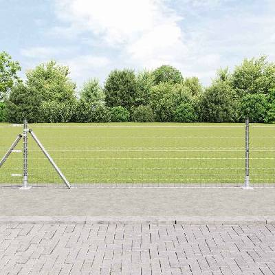 OMAXI Zahradní euro plot s betonovým základem 25 x 0,4 m Stříbrná 243829