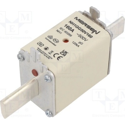 MERSEN NH1GG50V160 Pojistka: tavná; NH1; keramická,průmyslová; 160A; 500VAC; 250VDC