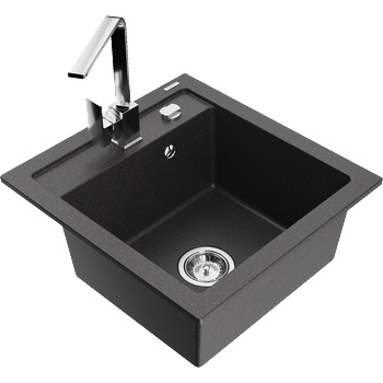 Mexen Vito кухненска мивка от гранит с 1 отделение с кухненски смесител Rita, черен на точици - 6503-76-670300-00 (6503-76-670300-00)