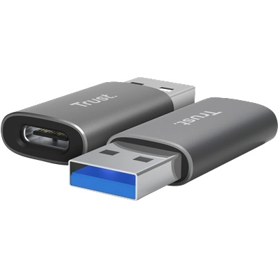 Trust Преобразувател Trust - Calyx (сив, алуминиев, USB-A мъжки / USB-C женски) 25573 (25573)