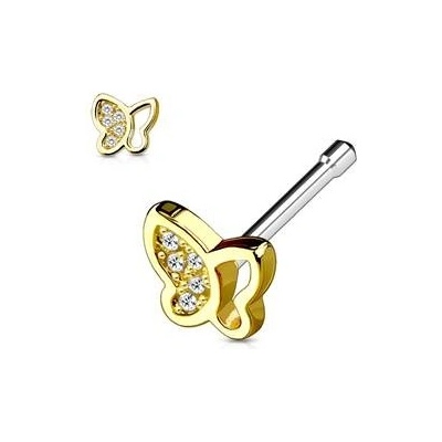 Šperky4U zlacený piercing do nosu motýlek N0049-GDC
