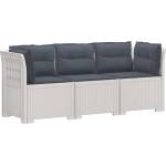 vidaXL Пейка за градина с Cushions във вид на ратан ПП Бяло (3443845)