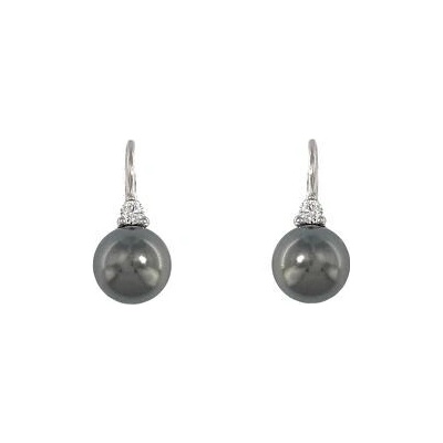 Infinitysilver stříbrné náušnice černé perly se zirkony 436120Bl