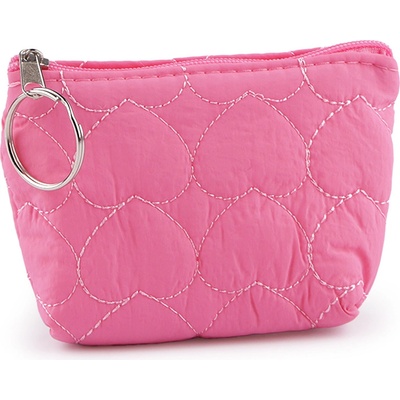 Malá peněženka klíčenka srdce prošívaná 3 pink