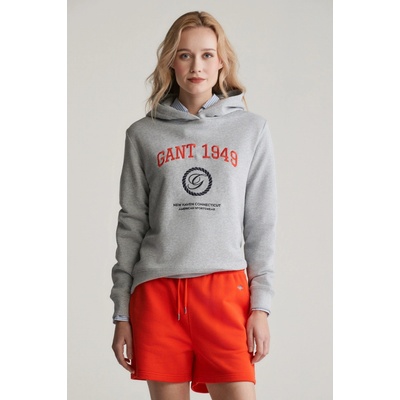 Gant Reg Crest Hoodie Light Grey Melange