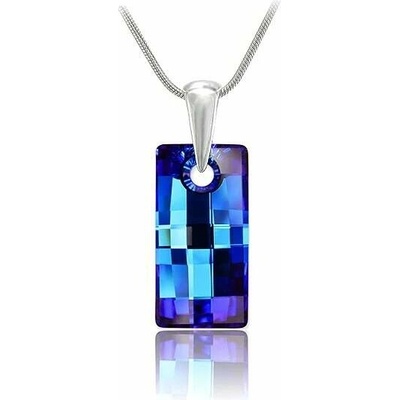 Swarovski Elements Stříbrný náhrdelník modrý obdélník 34244.1 Bermuda Blue
