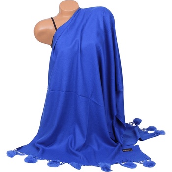 Кашмирен шал в турско синьо с ефектни пухчета