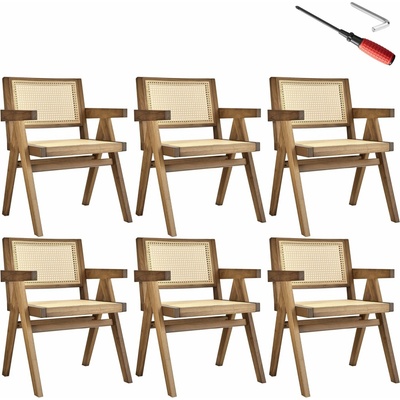 tectake Lissy s vídeňským pletením Světlý dub 6 ks