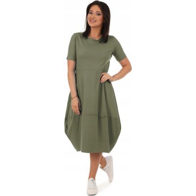 Fashionweek Pohodlné teplákové letní šaty MF627 Khaki