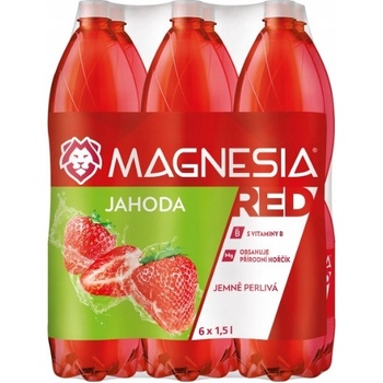 Magnesia Red jemně perlivá minerální voda Jahoda 6 x 1,5 l