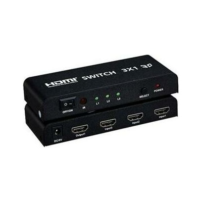 PremiumCord HDMI switch 3:1 kovový, diaľkové ovl., khswit31b