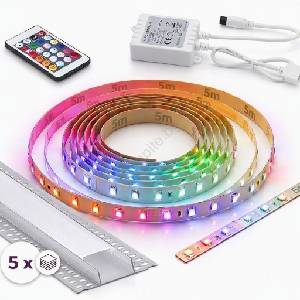 SmartLED КОМПЛЕКТ 1x LED RGBW лента DIGITAL LED/16, 5W/230V 5 m + 5x вграден профил 1 m + дистанционно управление (SD0107D)