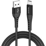 Lemontti Bending Aluminum Fast Charge USB-A към USB-C кабел, 2 m, черен (LEMCBAUATCF2N)