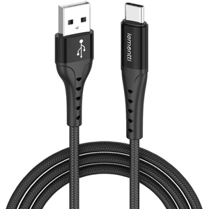 Lemontti Bending Aluminum Fast Charge USB-A към USB-C кабел, 2 m, черен (LEMCBAUATCF2N)