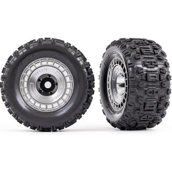 Traxxas колело 3.8", гума Sledgehammer, джанта полуматово хромирана с капак (2)