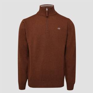 Gant Блуза Gant Superfine Lambswool Half Zip Sweater - Brown