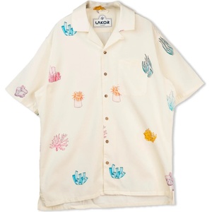LAKOR Мъжка риза с копчета LAKOR Coral Short Sleeve Shirt - Star White - размер M (033-3075-0212)