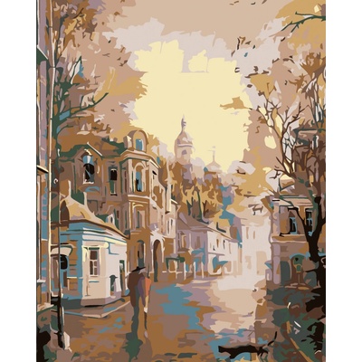 zuty Malování podle čísel Ranní klidné městečko 80 x 100 cm bez rámu a bez vypnutí plátna