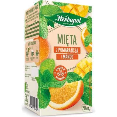 Bylinný čaj v sáčkoch Herbapol mäta s pomarančom a mangom 30 g