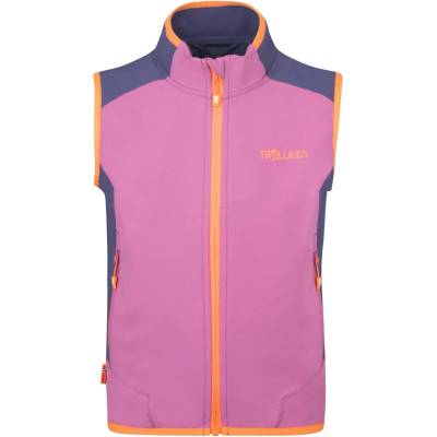 TROLLKIDS Детски софтшел елек Trollkids Kid's Balestrand Vest Windproof vest - Mallow Pink / Violet Blue / Papaya - размер 104 (EU) (753-0000-0313)