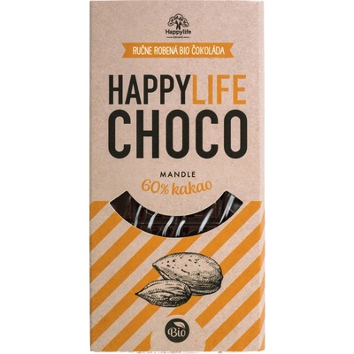 HAPPYLIFE Choco čokoláda 60% horká s mandľami Bio 70 g