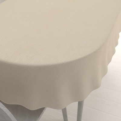 Biante Veľký oválny obrus BKM-305 Krémové cik-cak pásiky 240x280 cm