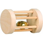 FLAMINGO Toy Carnaval Roll Light brown - Дървена играчка за гризачи и дребни животни със звънче - 7, 2 х 5 см - Белгия - 201730