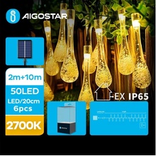 Aigostar LED Solárna dekoračná reťaz 50xLED 8 funkcií 12m IP65 teplá biela AI0411
