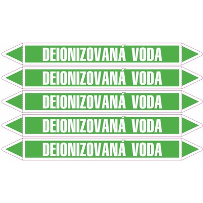 Grafiko | Deionizovaná voda - dle ČSN 13 0072 - Materiál fólie s ochrannou laminací, Rozměr aršík 5ks šipka 242x26mm