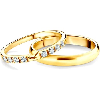 Image 1 of SAVICKI Сватбени халки The Journey: злато, диаманти, полукръгъл профил. 2 мм и 3 мм