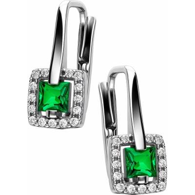 Zlaton Náušnice bílé zlato s kamenem visací 1.7g 1.3cm N07082500168